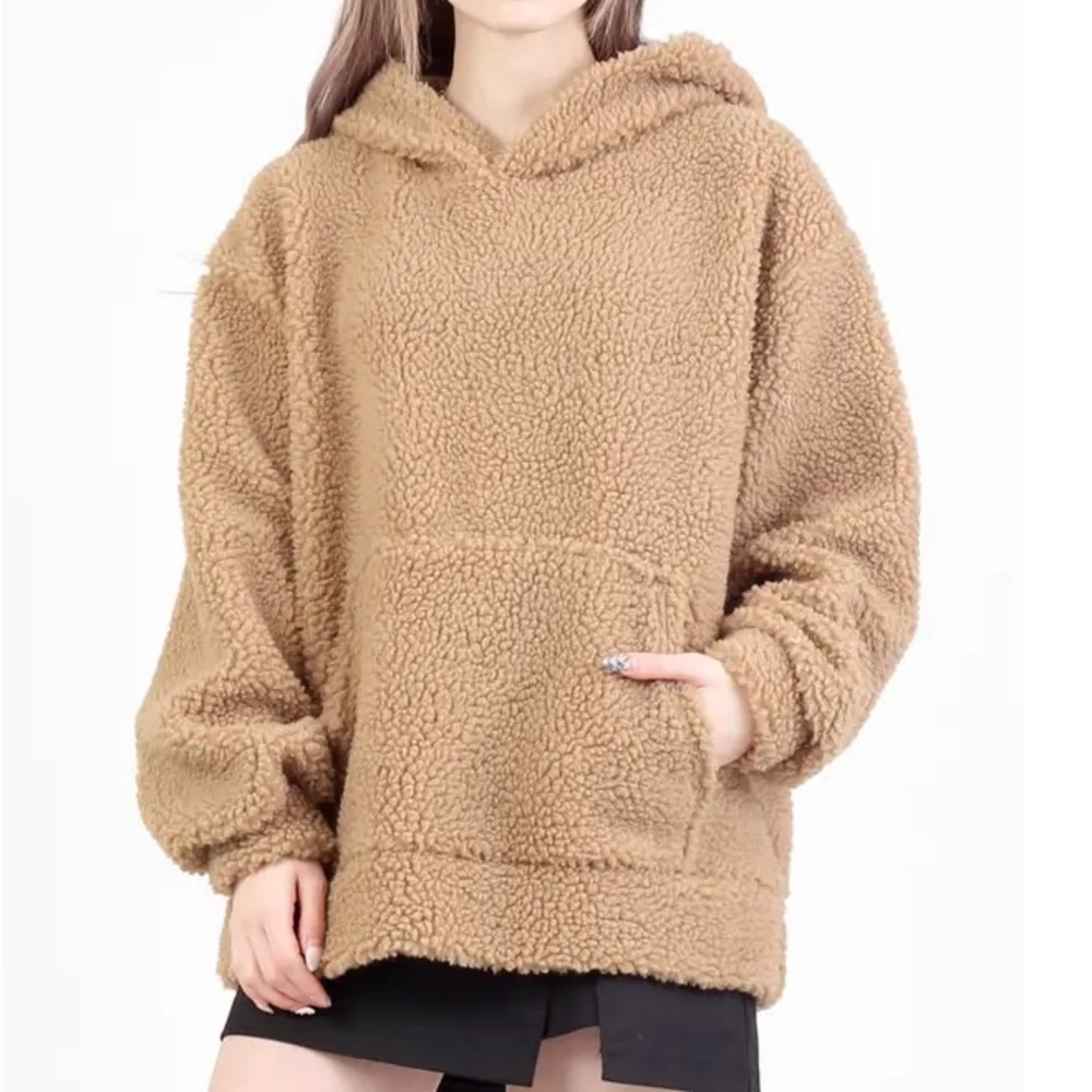 Gilly Hicks Tan Teddy Sherpa Hooded Jacket